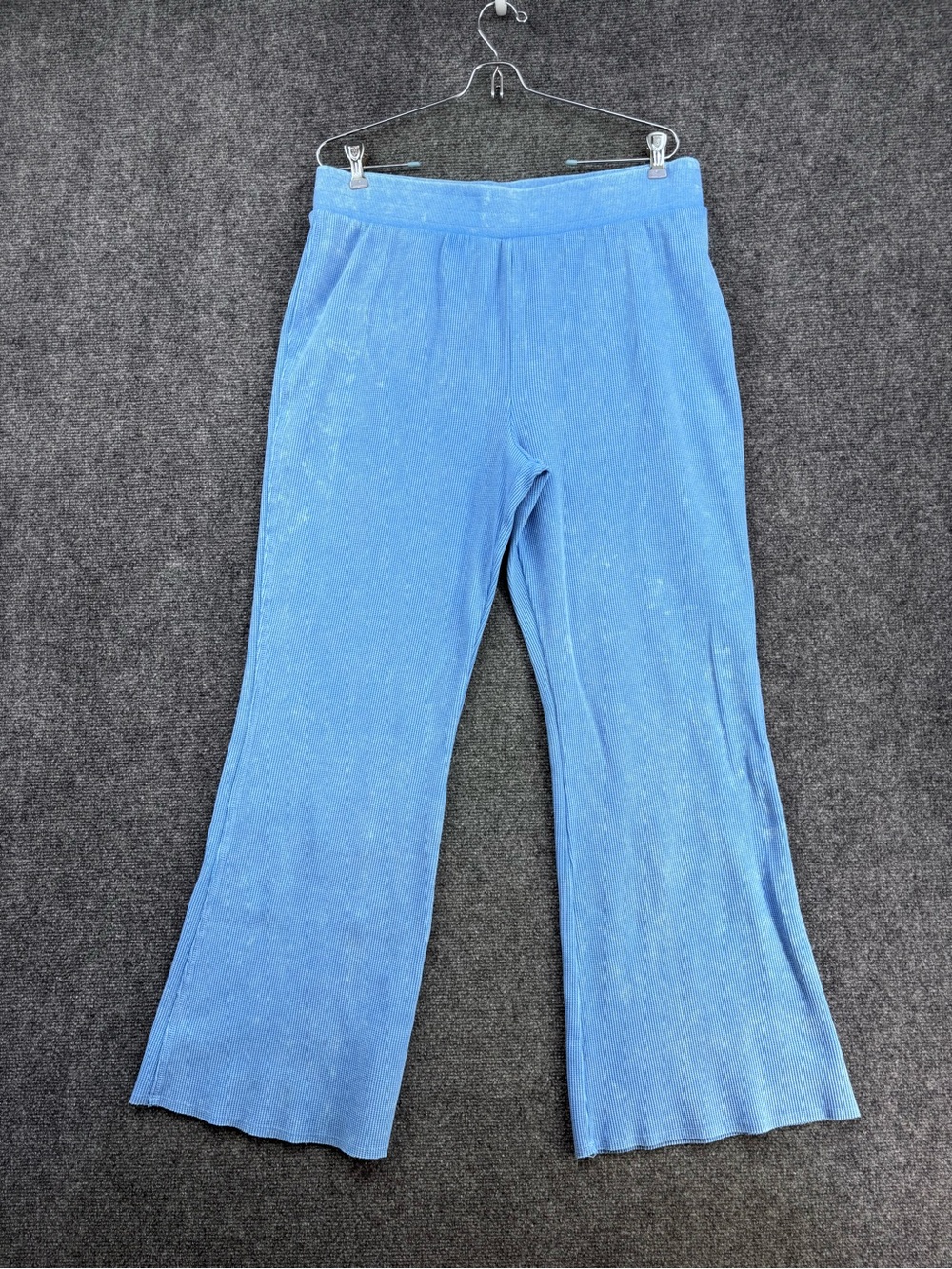 Sunnyside By Sundry Blue Waffle Knit Flare Leg Elevated Lounge Pants Women’s XL